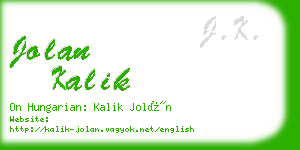 jolan kalik business card